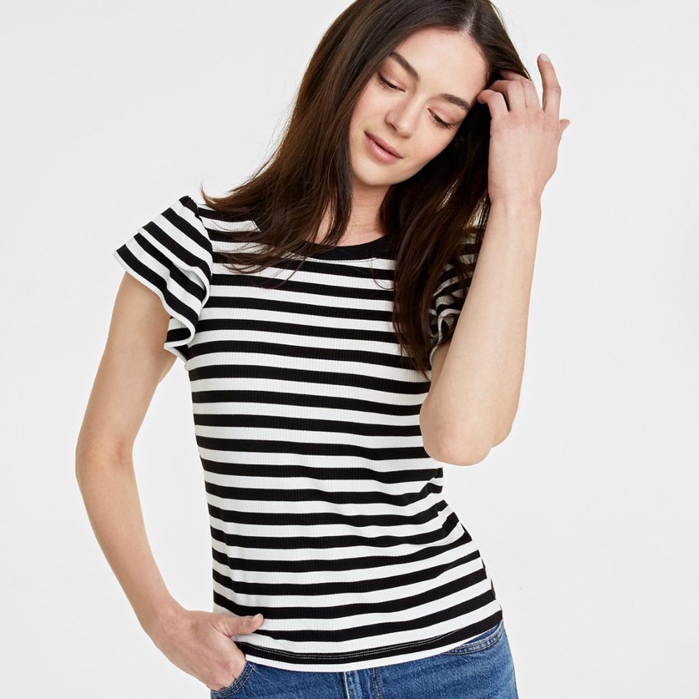 Classic Striped Short Sleeve Top